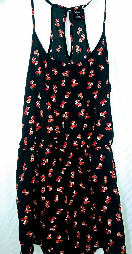 Black floral patterned romper